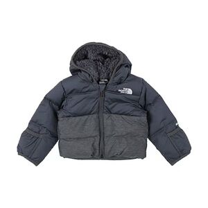 North Face Gray and Black Hooded Down Puffer Jacket 3-6months